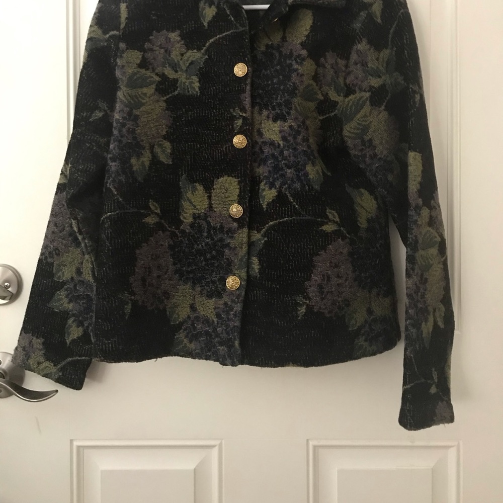 Carol Anderson Tapestry Pattern 3 Goldstone Button Blazer Dress Jacket Size S